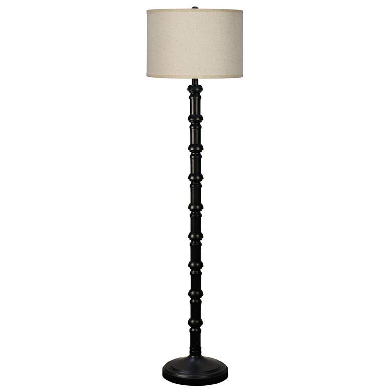 Image 2 Tafoni Satin Black Stacked Candlestick Floor Lamp