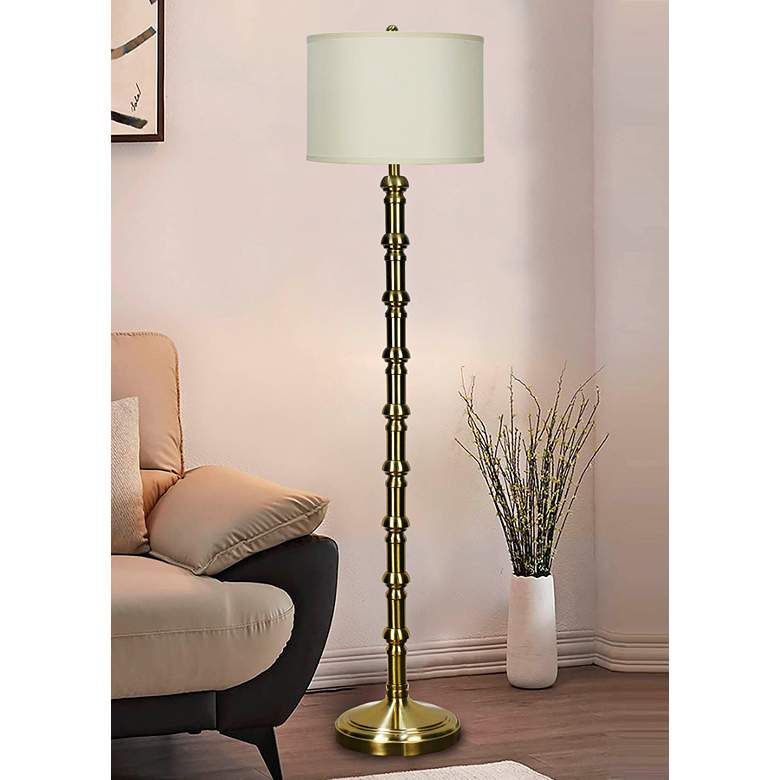 Image 1 Tafoni Soft Gold Stacked Candlestick Floor Lamp