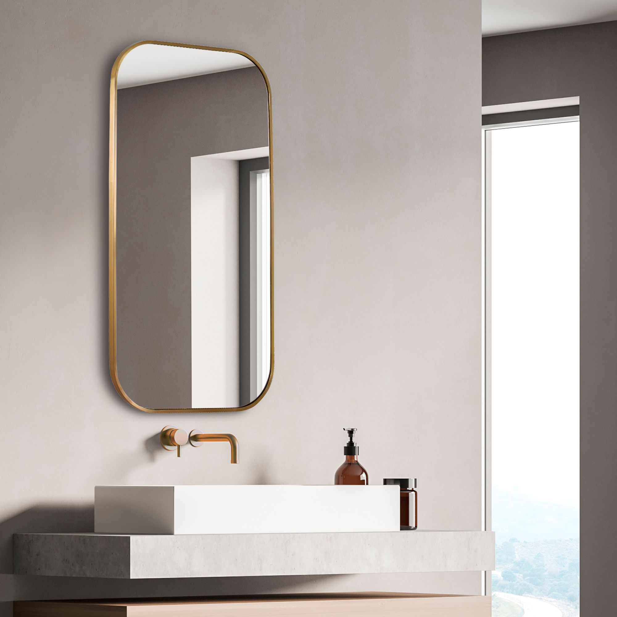 Image 6 Taft Plated Antique Brass 21" x 41" Rectangular Wall Mirror more views