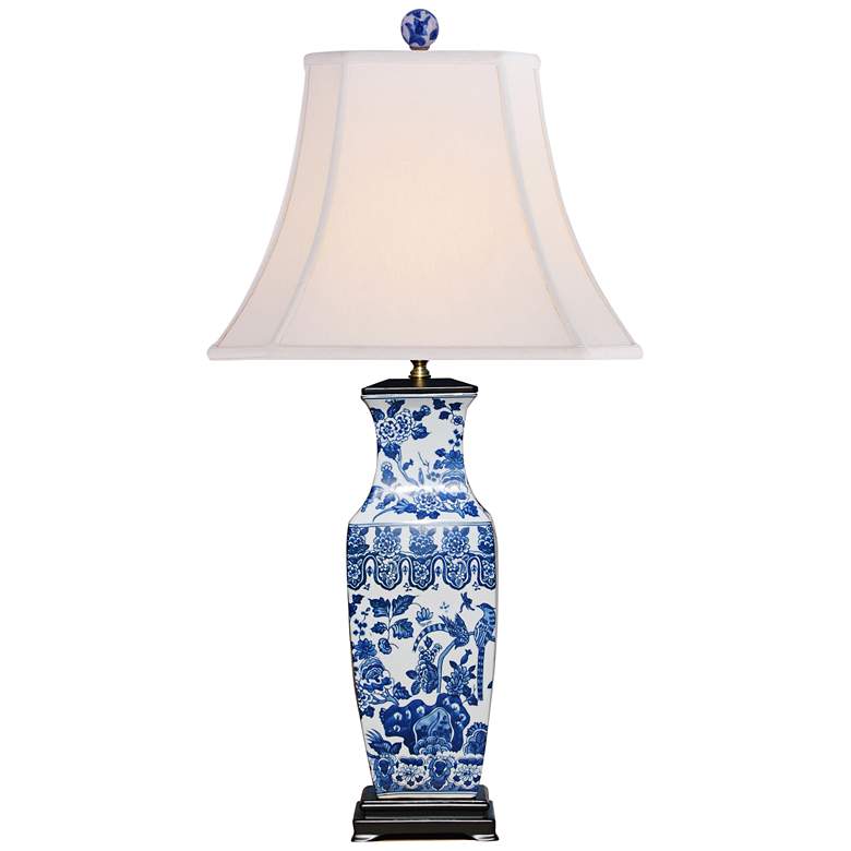 Image 1 Tagg Blue and White English Flat Rectangular Vase Table Lamp