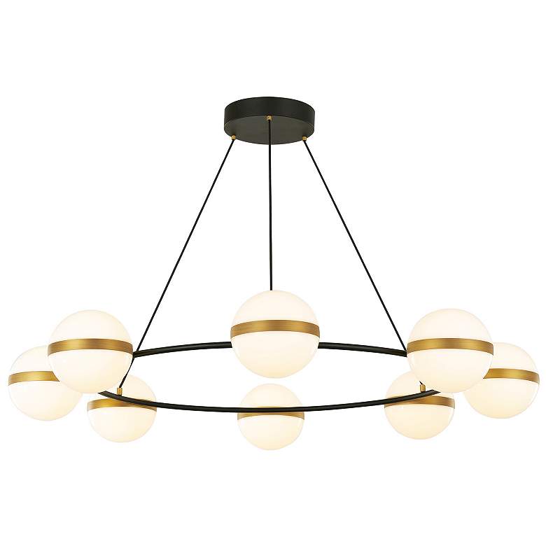 Image 2 Tagliato 43 3/4" Wide Black and Gold LED Ring Chandelier