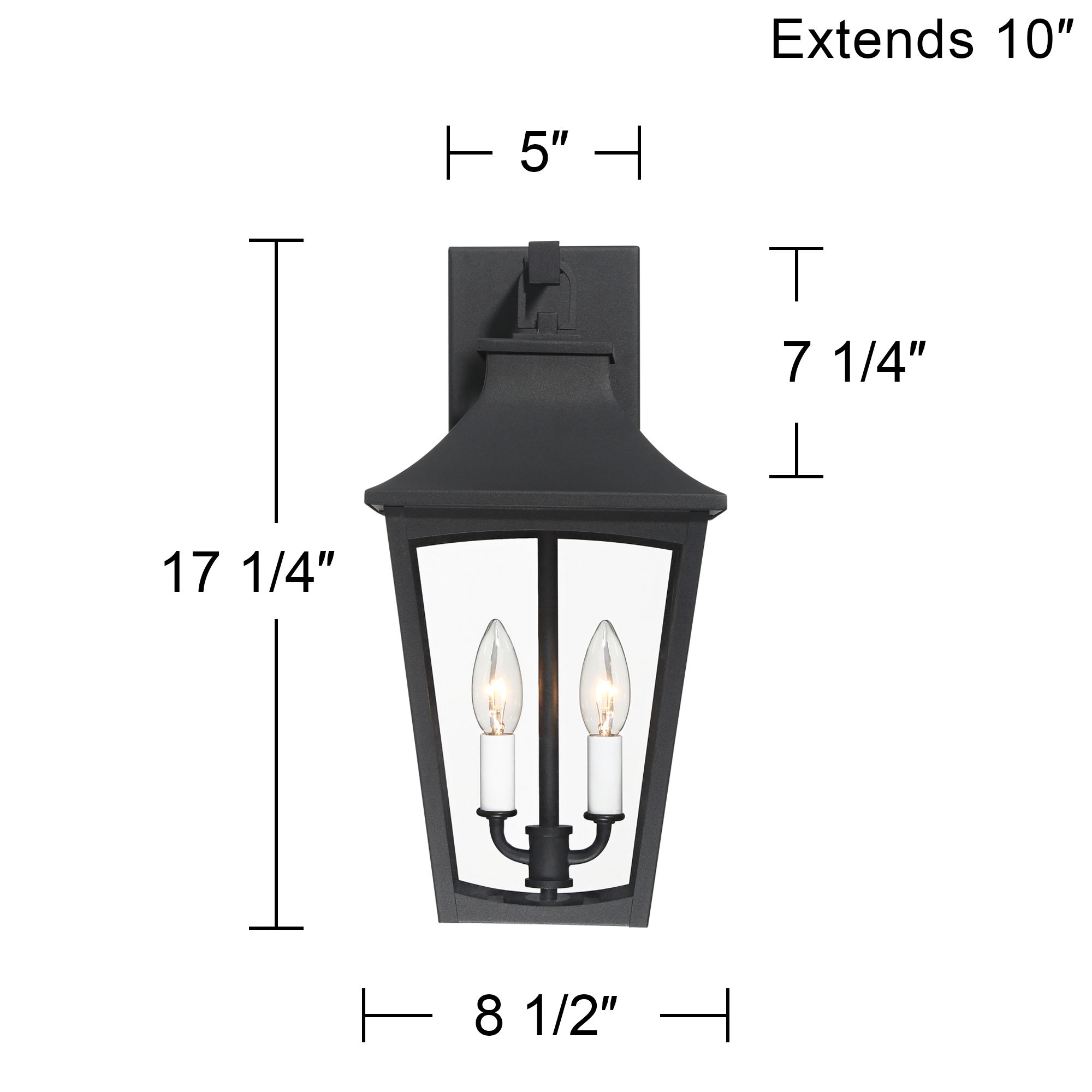 Tagua 17 1/4" High Textured Black 2-Light Outdoor Wall Lantern Light