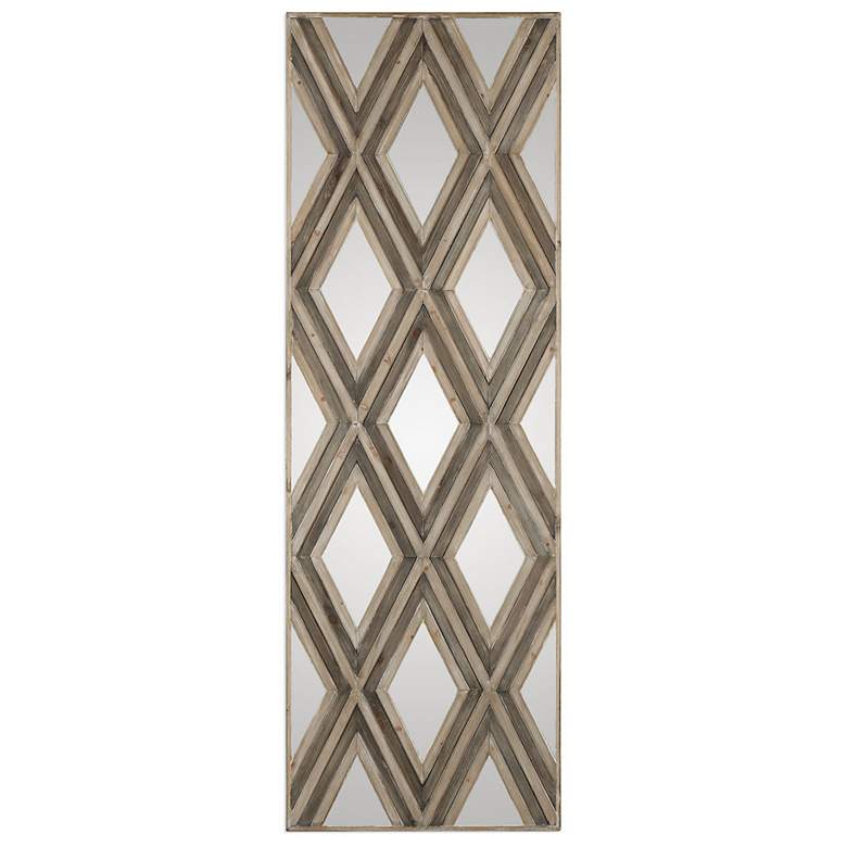 Image 2 Tahir 72" High Geometric Argyle Pattern Mirrored Wall Art