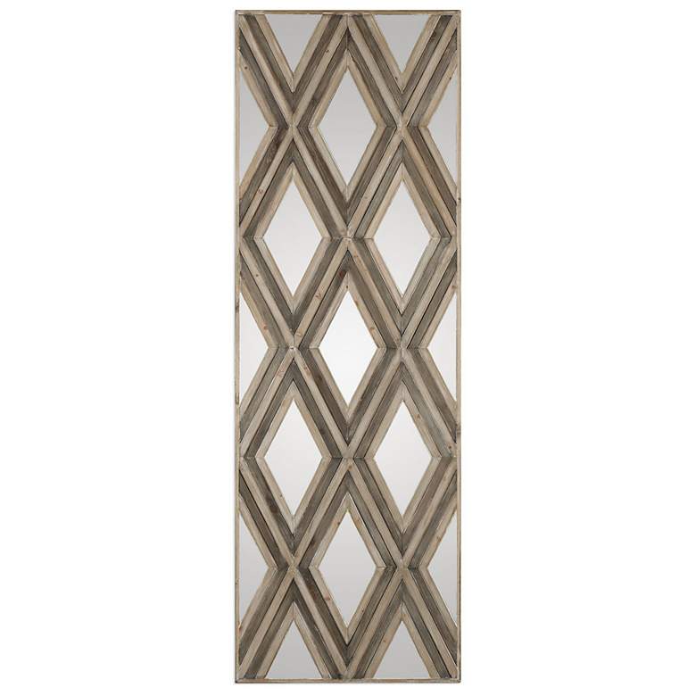 Image 2 Tahir 72 inch High Geometric Argyle Pattern Mirrored Wall Art