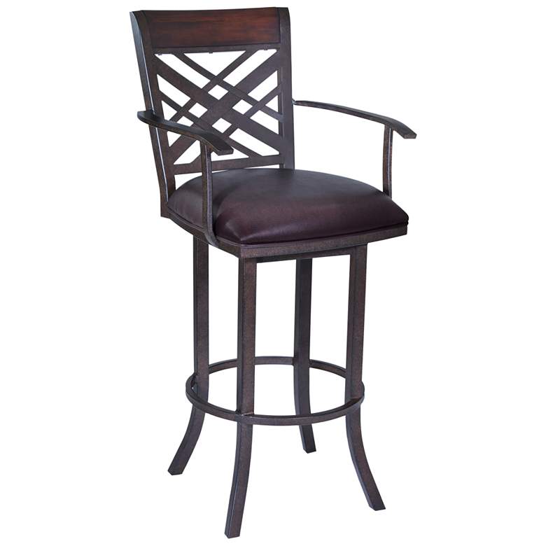 Image 1 Tahiti 26 in. Barstool in Brown Pu Upholstery and Auburn Bay Finish