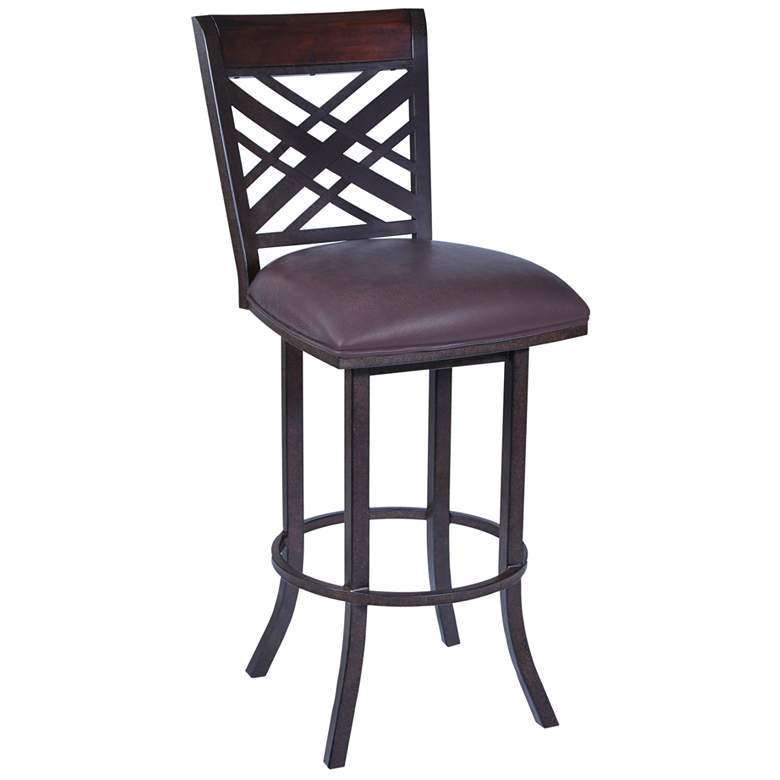 Image 1 Tahiti 26 in. Barstool in Brown Pu Upholstery and Auburn Bay Finish