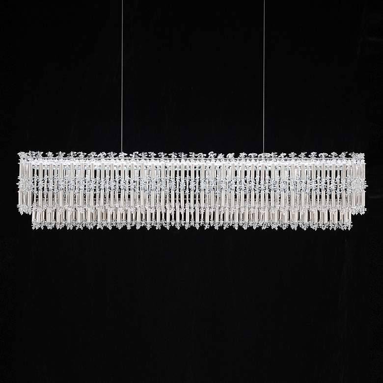 Image 2 Tahitian 48" Wide Antique Silver Crystal 1-Lt Linear Pendant