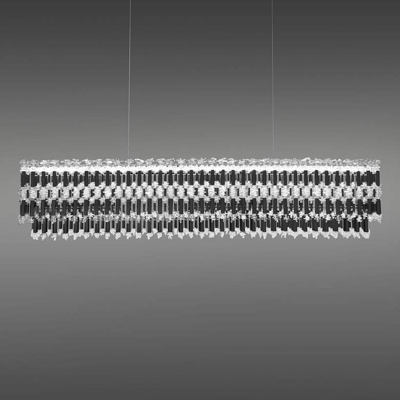 Image 1 Tahitian 48" Wide Black Clear Crystal 1-Light Linear Pendant
