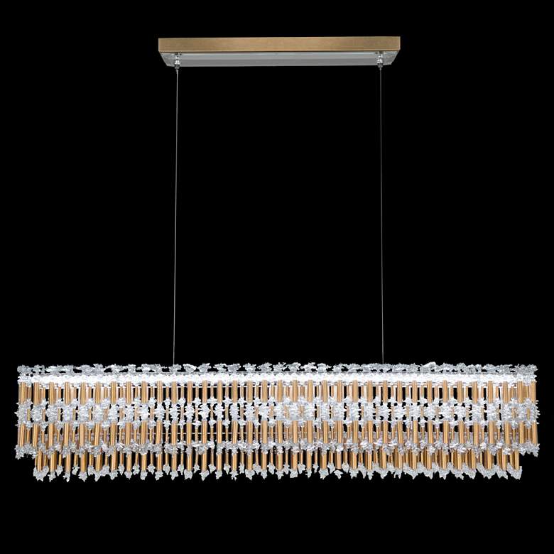 Image 1 Tahitian 48" Wide Heirloom Gold Crystal 1-Lt Linear Pendant