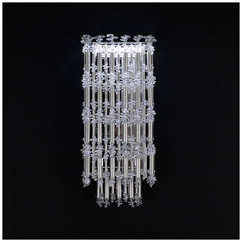 Image 1 Tahitian 8 inch Wide Antique Silver Clear Crystal 1-Light Wall Sconce