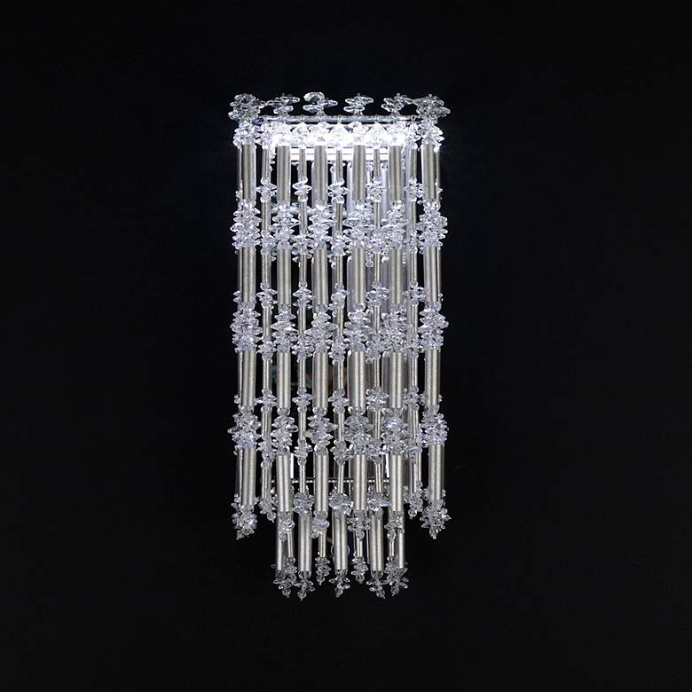 Image 1 Tahitian 8" Wide Antique Silver Clear Crystal 1-Light Wall Sconce