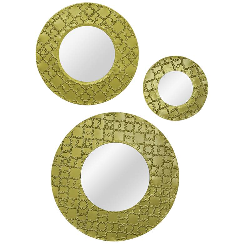 Image 1 Tahitian Gold Patterned 20 inch Round Wall Mirror Set of 3
