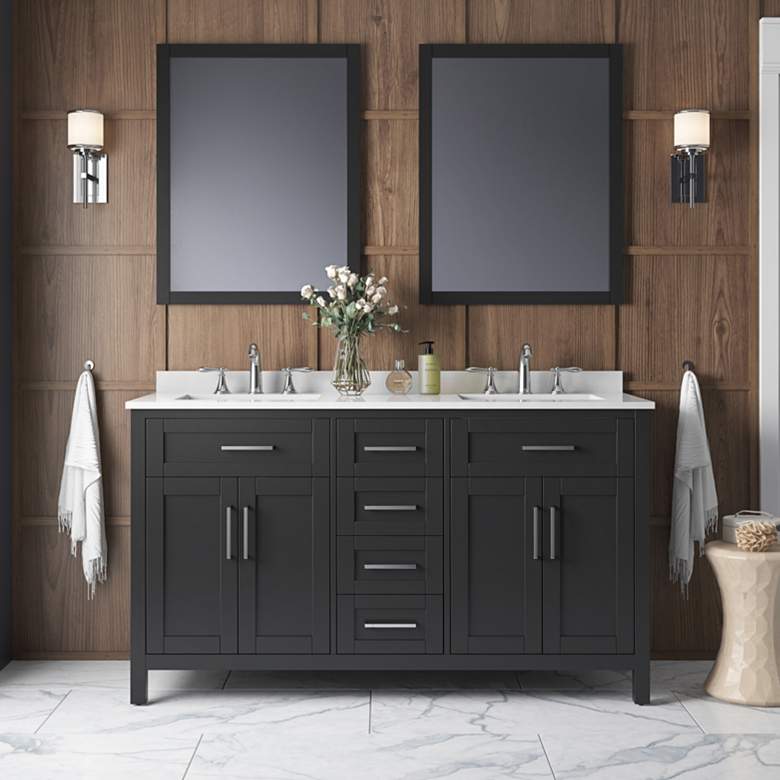 Image 1 Tahoe 60"W Espresso Double Sink Vanity Kit With 2 Mirrors