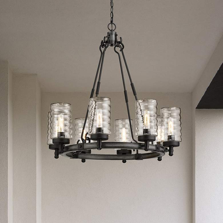 Image 1 Tahoe by Z-Lite Ashen Barnboard 8 Light Outdoor Pendant