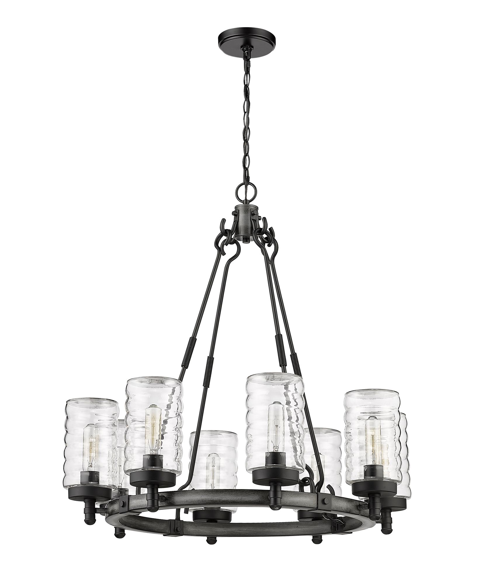 Tahoe by Z-Lite Ashen Barnboard 8 Light Outdoor Pendant