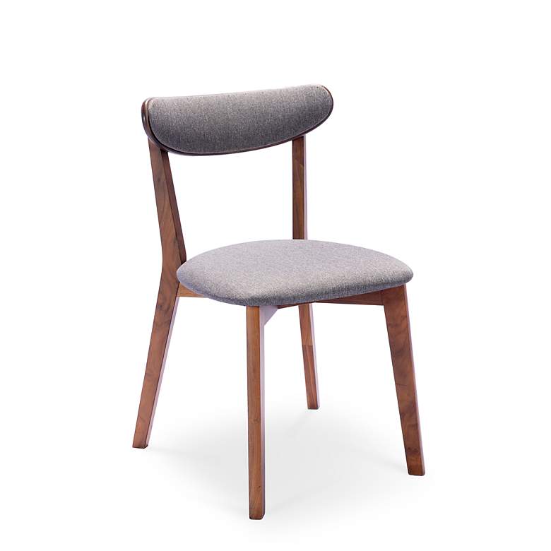 Image 2 Tahoe Grey Fabric and Walnut Wood Set of 2 Dining Chairs more views