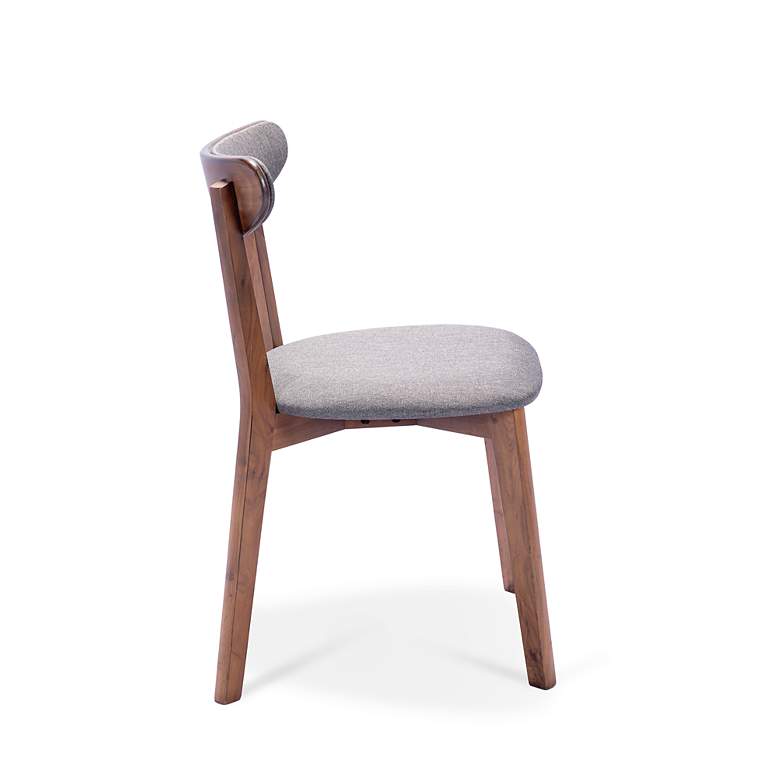 Image 4 Tahoe Grey Fabric and Walnut Wood Set of 2 Dining Chairs more views