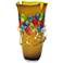 Tahoe Open Multi-Color Amber 14" High Art Glass Vase