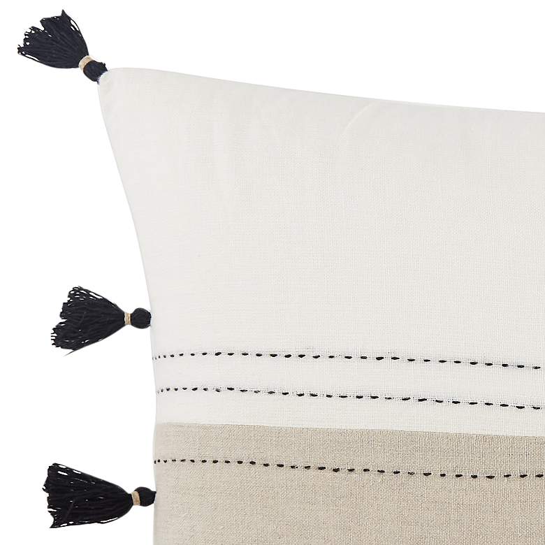 Image 3 Taiga Yamanik White and Beige Stripes 21"x13" Throw Pillow more views