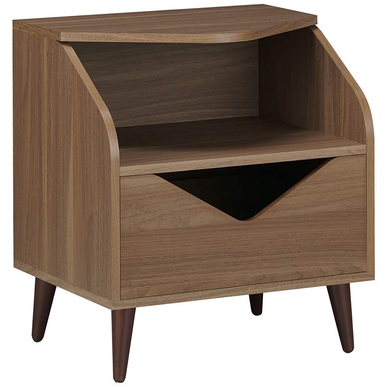 Image 1 Tainy 19 3/4 inch Wide Honey Walnut Wood 1-Drawer End Table