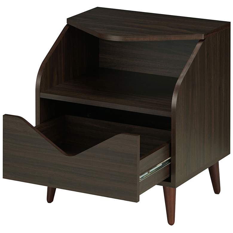 Image 5 Tainy 19 3/4" Wide Wenge Wood 1-Drawer End Table more views