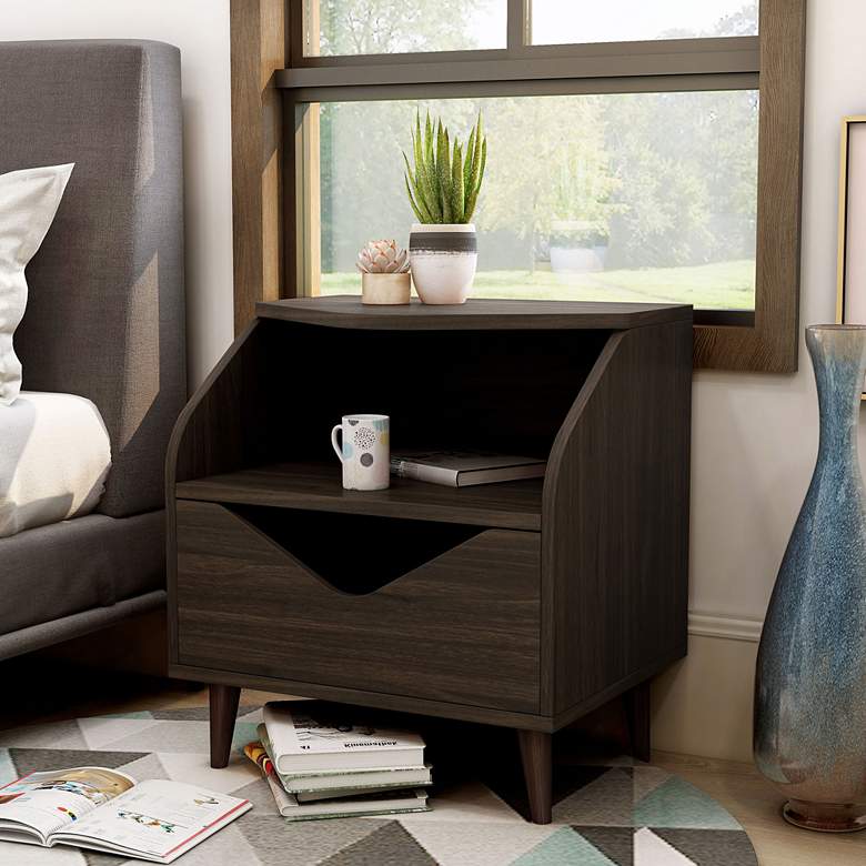Image 6 Tainy 19 3/4" Wide Wenge Wood 1-Drawer End Table more views
