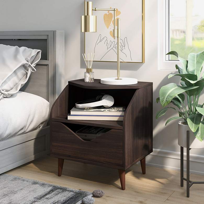 Image 7 Tainy 19 3/4" Wide Wenge Wood 1-Drawer End Table more views