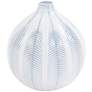 Tairo Blue and White Chevron 10" High Ceramic Globe Vase