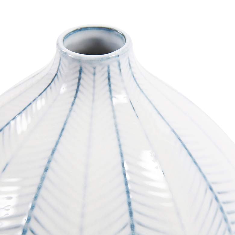 Image 2 Tairo Blue and White Chevron 10" High Ceramic Globe Vase more views
