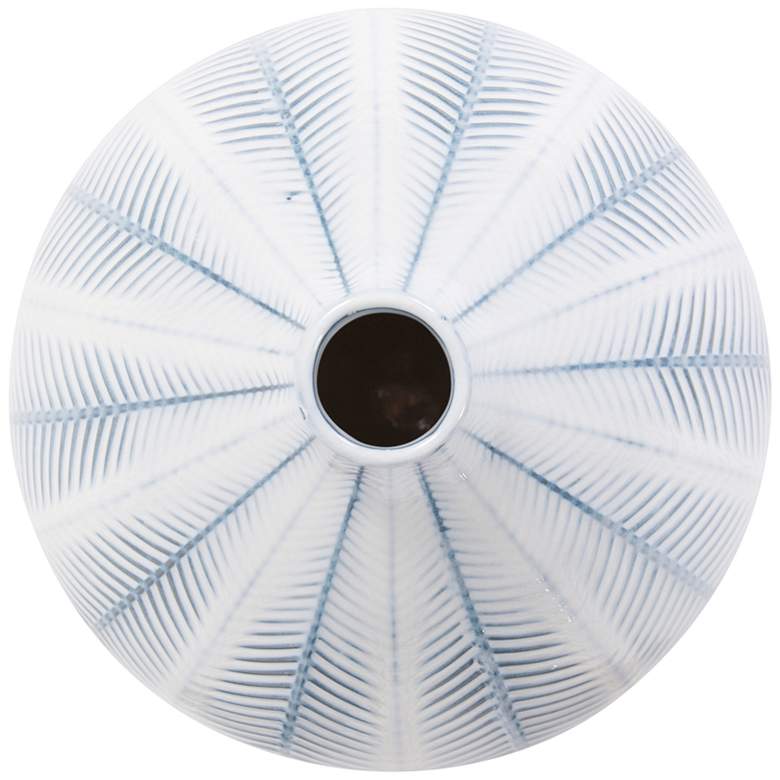 Image 3 Tairo Blue and White Chevron 10" High Ceramic Globe Vase more views