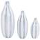 Tairo Blue and White Chevron 15"H Ceramic Vases Set of 3