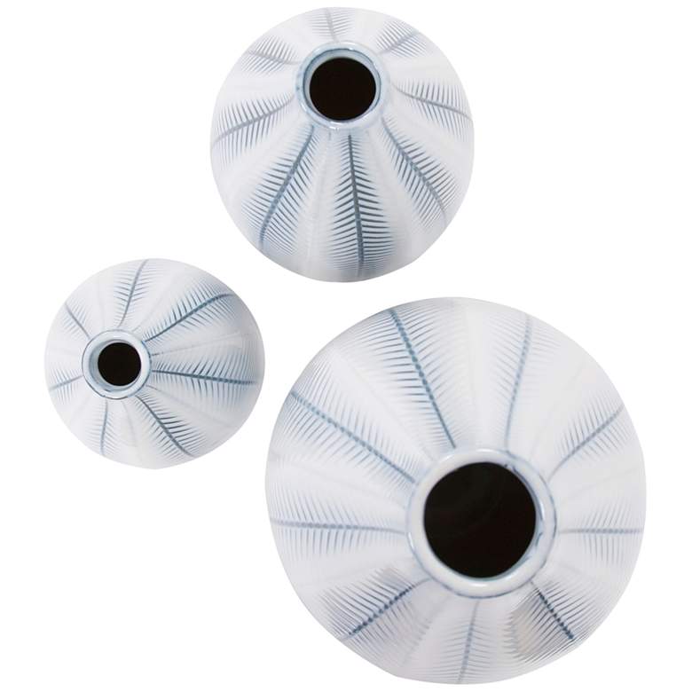 Tairo Blue and White Chevron 15 inchH Ceramic Vases Set of 3 more views
