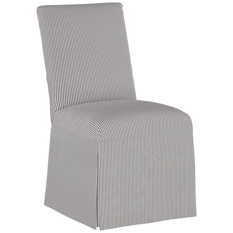 Image 1 Tajana Oxford Stripe Charcoal Fabric Slipcover Dining Chair