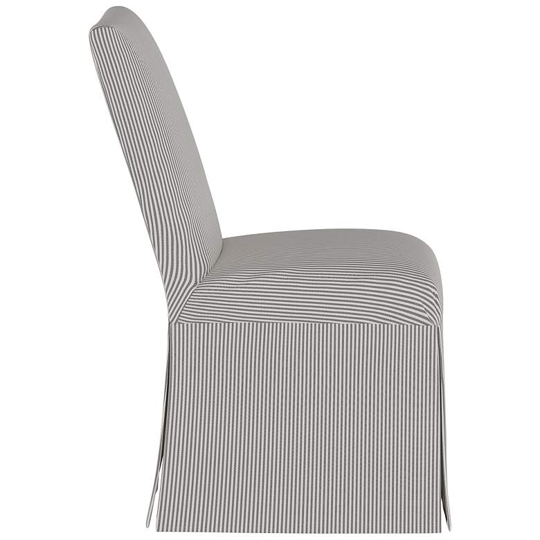 Image 2 Tajana Oxford Stripe Charcoal Fabric Slipcover Dining Chair more views