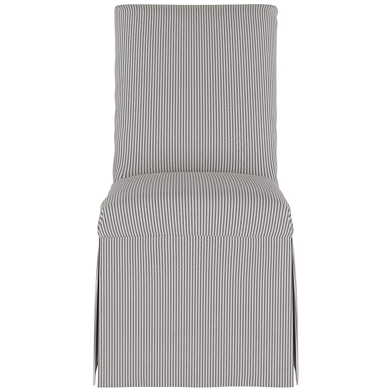 Image 5 Tajana Oxford Stripe Charcoal Fabric Slipcover Dining Chair more views