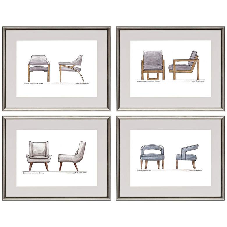 Image 1 Take a Seat 27" Wide 4-Piece Framed Giclee Wall Art Set