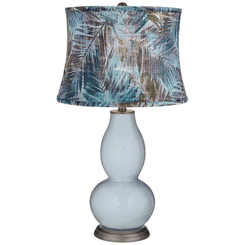 Image 1 Take Five Blue Velvet Palm Shade Double Gourd Table Lamp