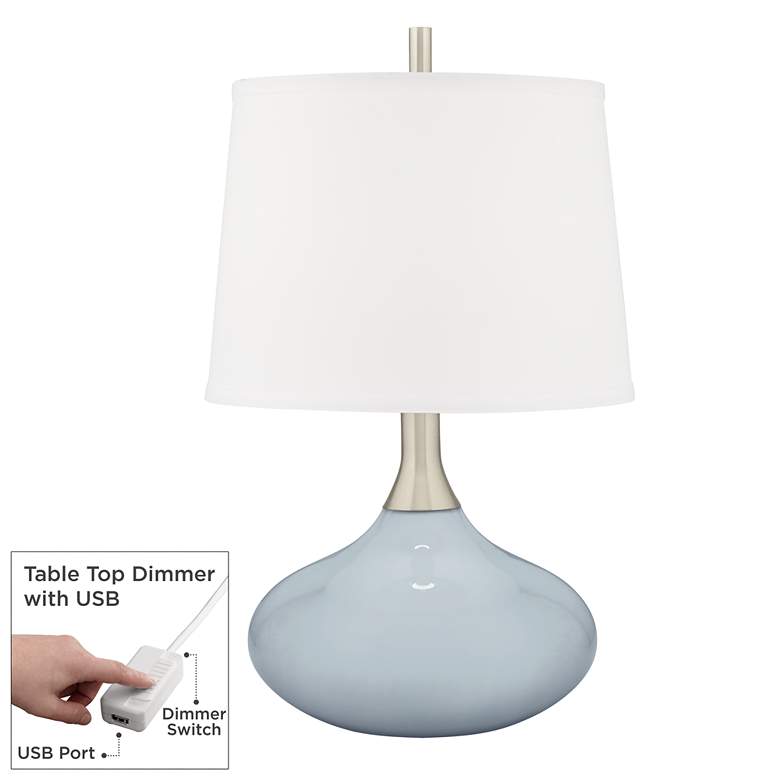 Image 1 Take Five Felix Modern Blue Table Lamp with Table Top Dimmer