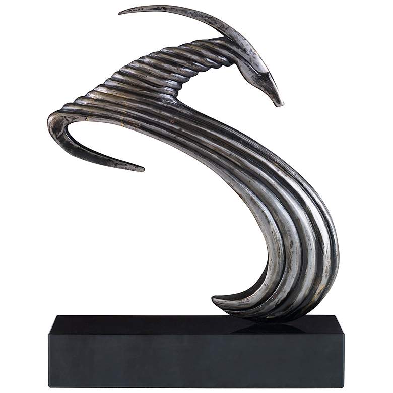 Image 2 Take The Lead 15" High Aged Silver Ram Metal Sculpture
