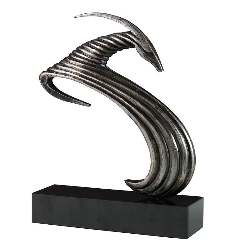 Image 4 Take The Lead 15" High Aged Silver Ram Metal Sculpture more views