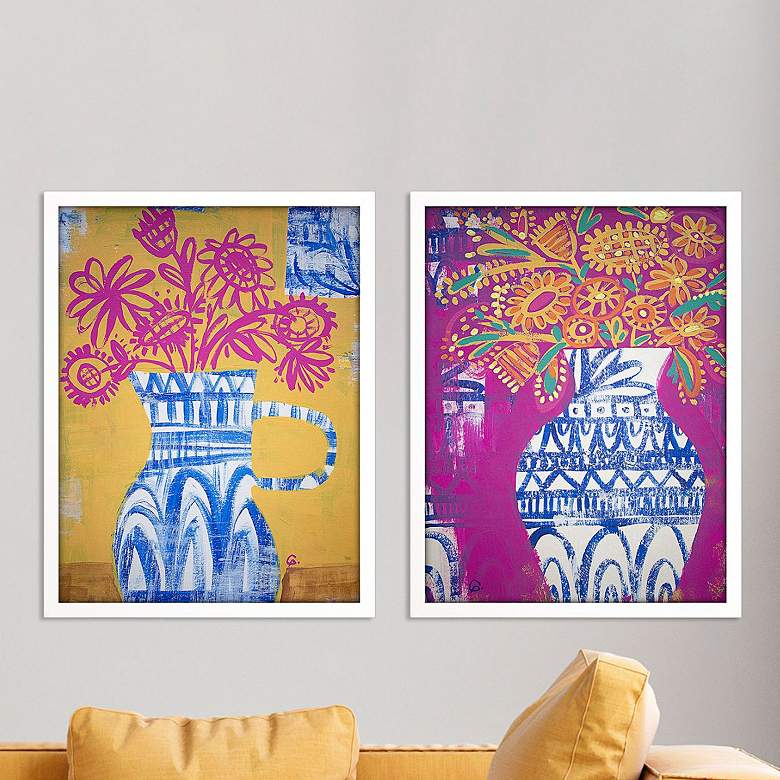 Image 2 Talavera Vases 26" High 2-Piece Giclee Framed Wall Art Set