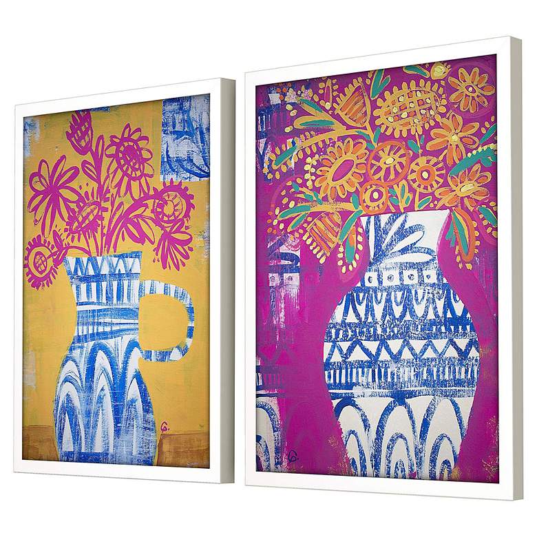 Image 5 Talavera Vases 26" High 2-Piece Giclee Framed Wall Art Set more views