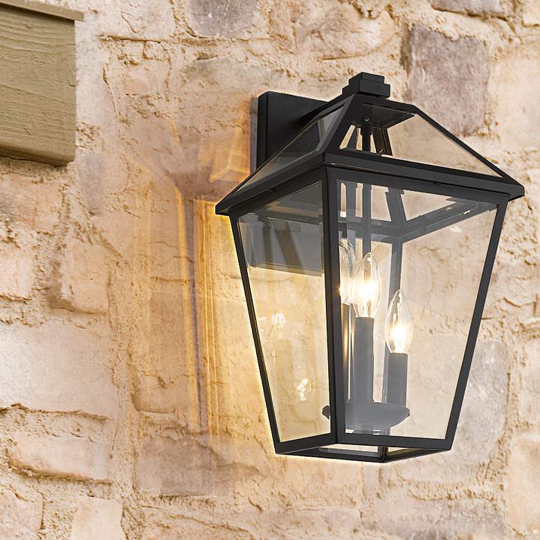 Image 2 Talbot 17 1/2" High Black 3-Light Outdoor Lantern Wall Light