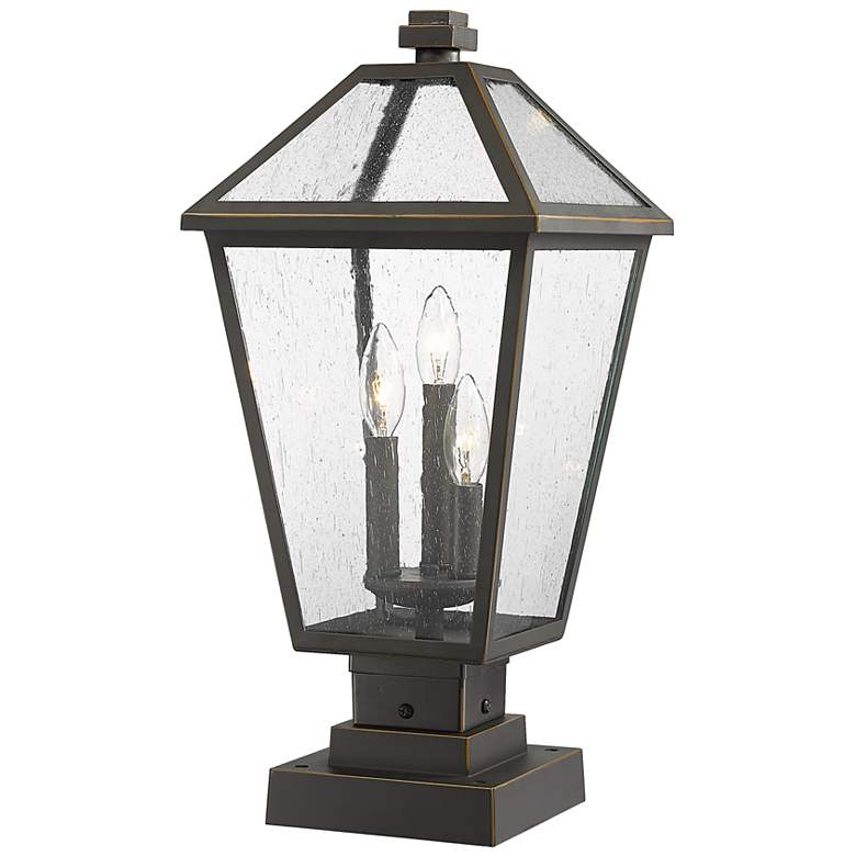 Image 2 Talbot 21"H Rubbed Bronze 3-Light Outdoor Pier Mount Light
