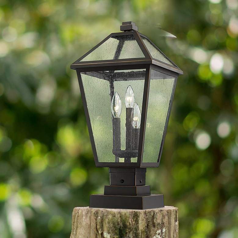 Image 1 Talbot 21"H Rubbed Bronze 3-Light Outdoor Pier Mount Light
