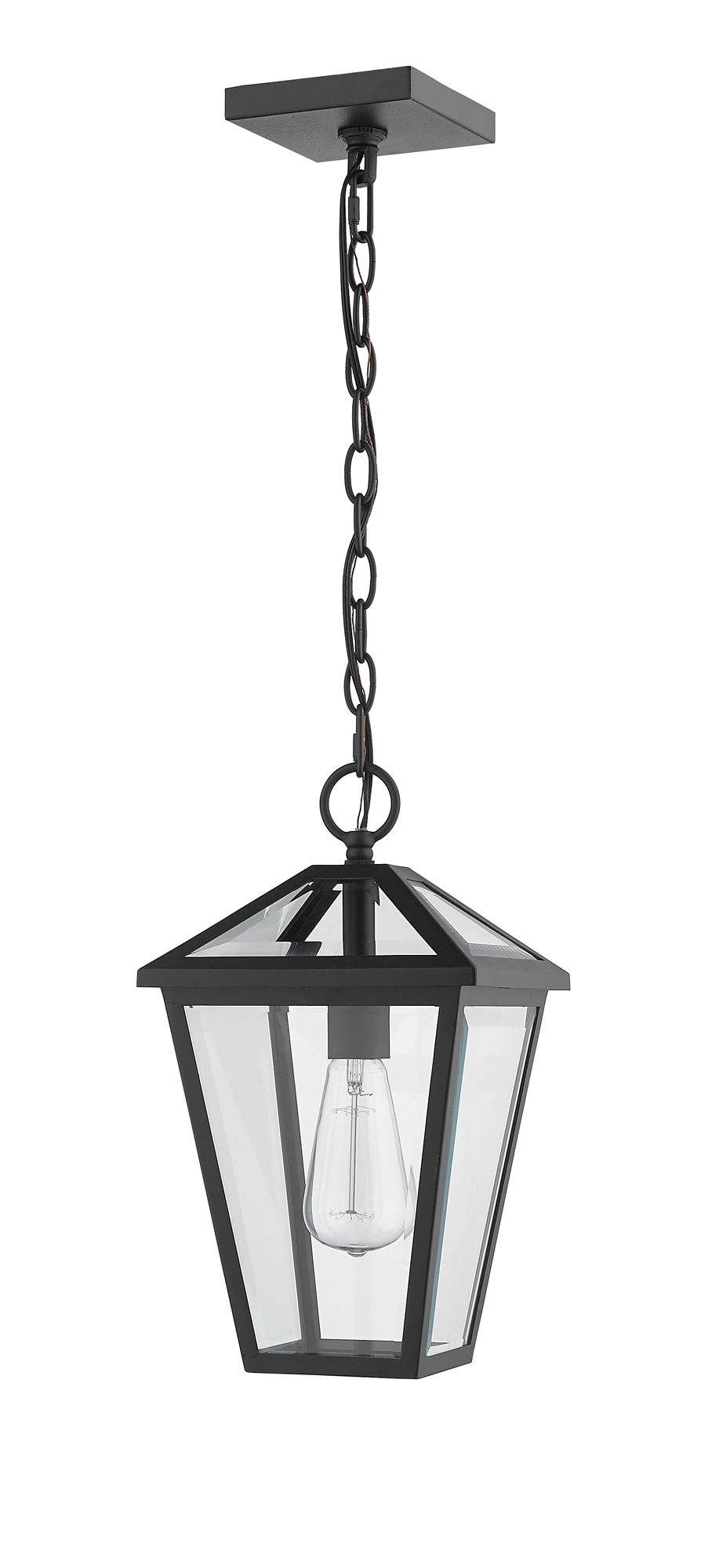 Talbot by Z-Lite Black 1 Light Outdoor Chain Mount Ceiling Fixture in scene