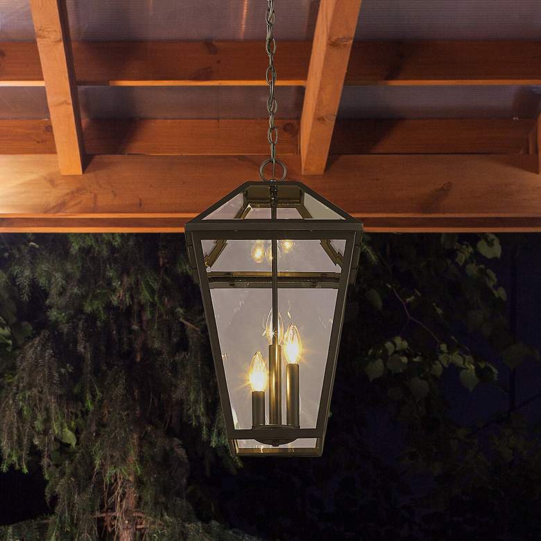 Image 2 Talbot by Z-Lite Black 3 Light Outdoor Chain Mount Ceiling Fixture
