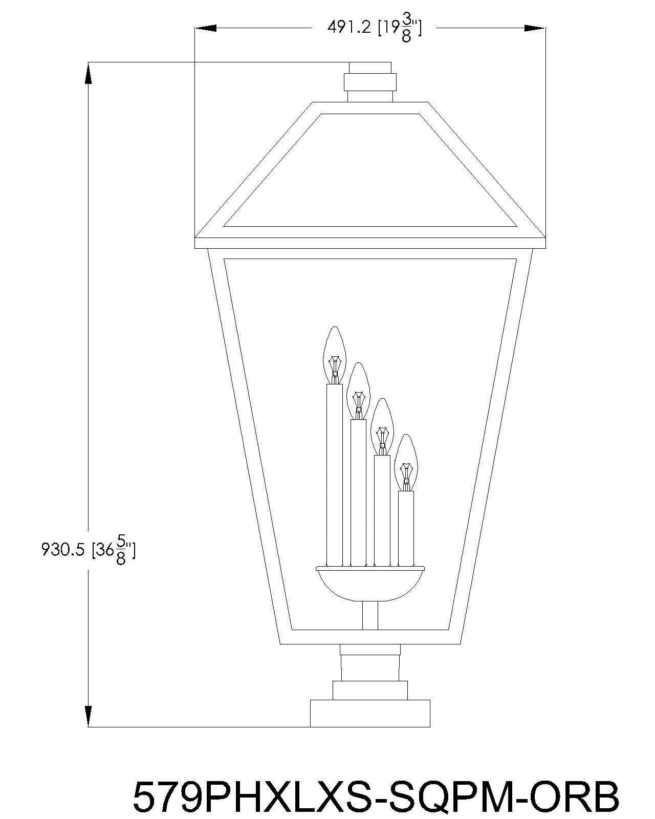 Talbot by Z-Lite Oil Rubbed Bronze 36.75 inch 4 Light Pier Mounted Fixture
