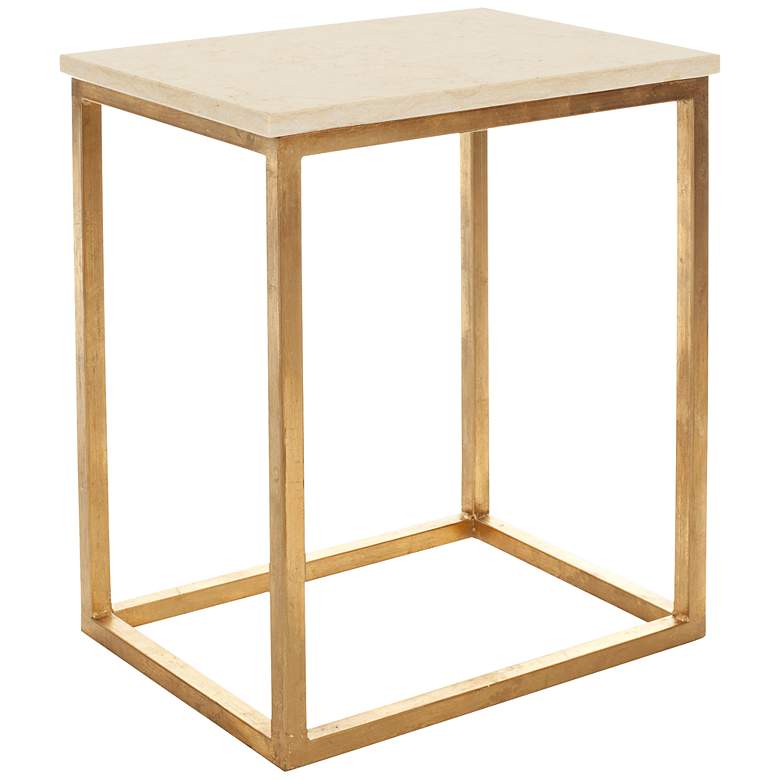 Image 1 Talbot Marble Antique Gold Accent Table