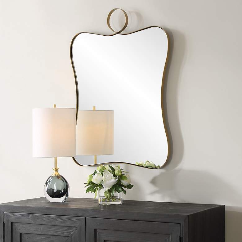 Image 5 Talia 24" x 33" Antique Brass Vanity Mirror more views